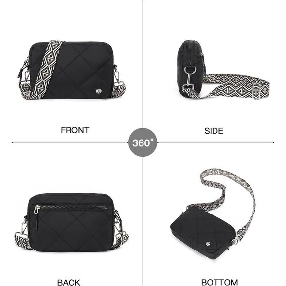 Crossbody Puffer Bag Women Quilted Lightweight Waterproof Shoulder Purse - Picture 6 of 7